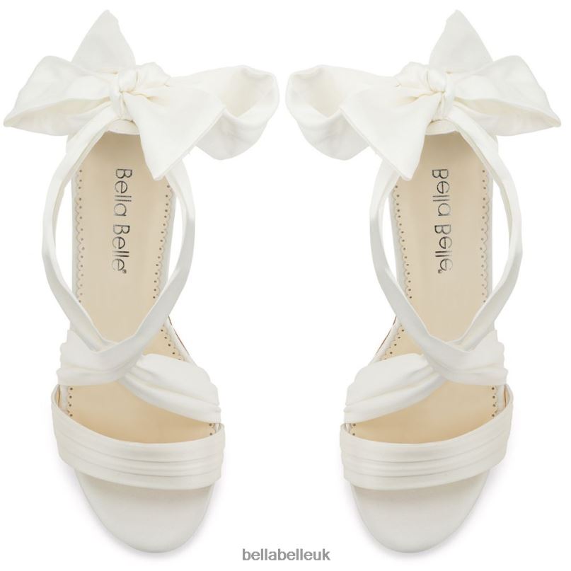 Bella Belle KELLY Open Toe Ivory Ribbon Block Heels 2680251