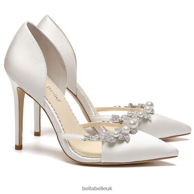 Bella Belle LILIAN D¡¯Orsay Cut, Ivory Silk, Crystal and Pearl Studded Heels 2680281