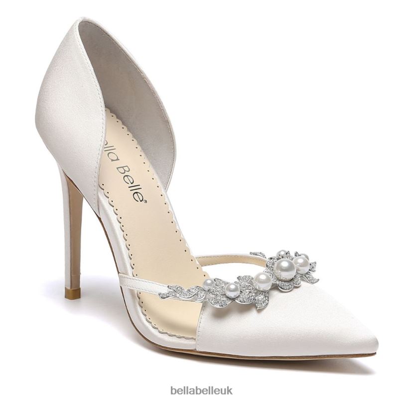 Bella Belle LILIAN D¡¯Orsay Cut, Ivory Silk, Crystal and Pearl Studded Heels 2680281