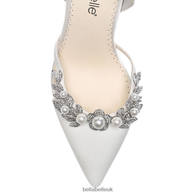 Bella Belle LILIAN D¡¯Orsay Cut, Ivory Silk, Crystal and Pearl Studded Heels 2680281