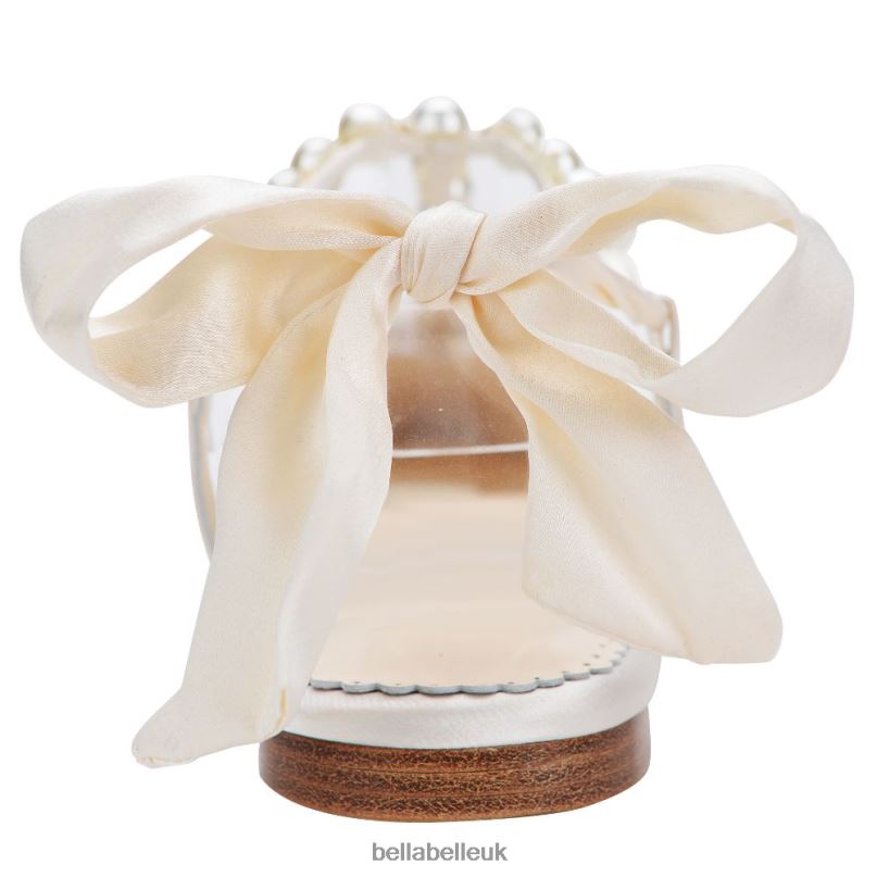 Bella Belle LULU T-Strap Crystal andPearl Flats for Wedding with Ankle Bow 2680269
