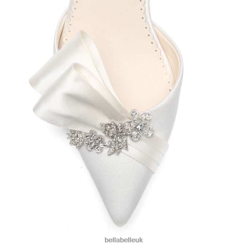 Bella Belle MARGO Ivory Crystal Flower Embellished Block Heels 2680284