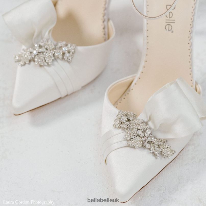 Bella Belle MARLENE Asymmetrical Bow Heel Crystal Embellished Wedding Shoes 2680294