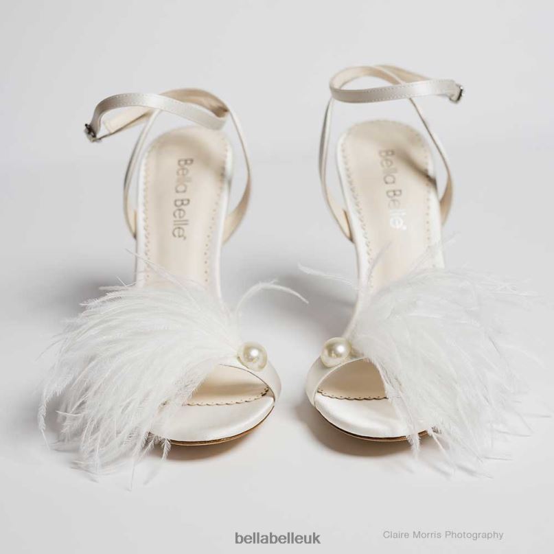 Bella Belle QUINN Double Ankle Strap Bridal Shoes with Feathers 26802112