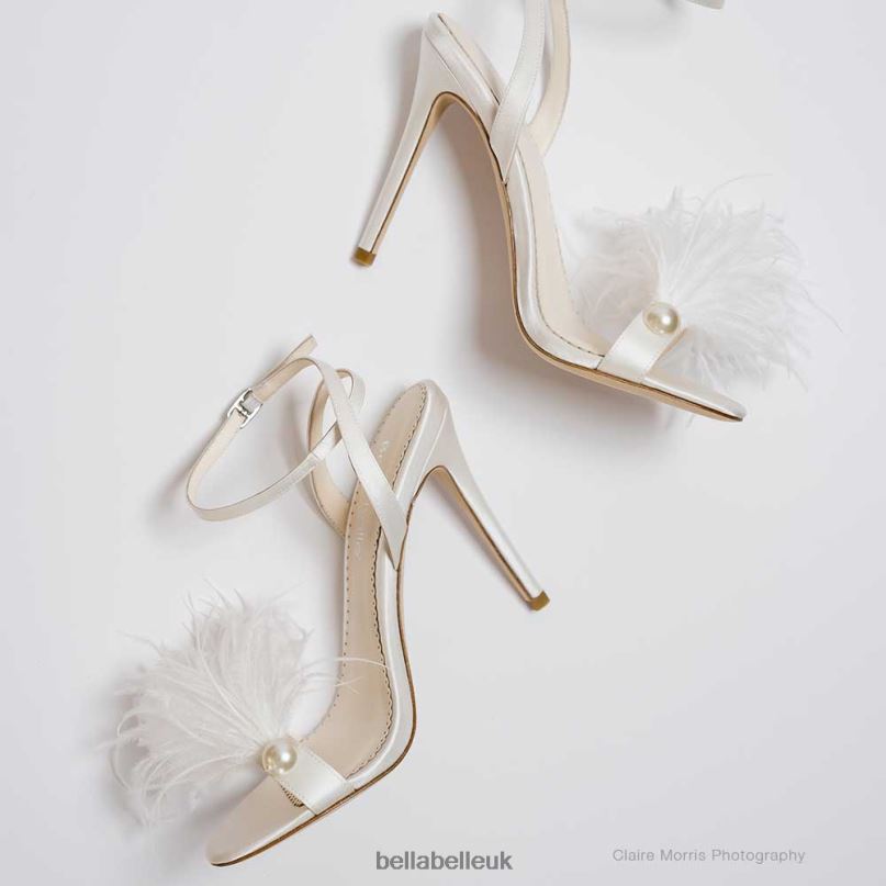 Bella Belle QUINN Double Ankle Strap Bridal Shoes with Feathers 26802112