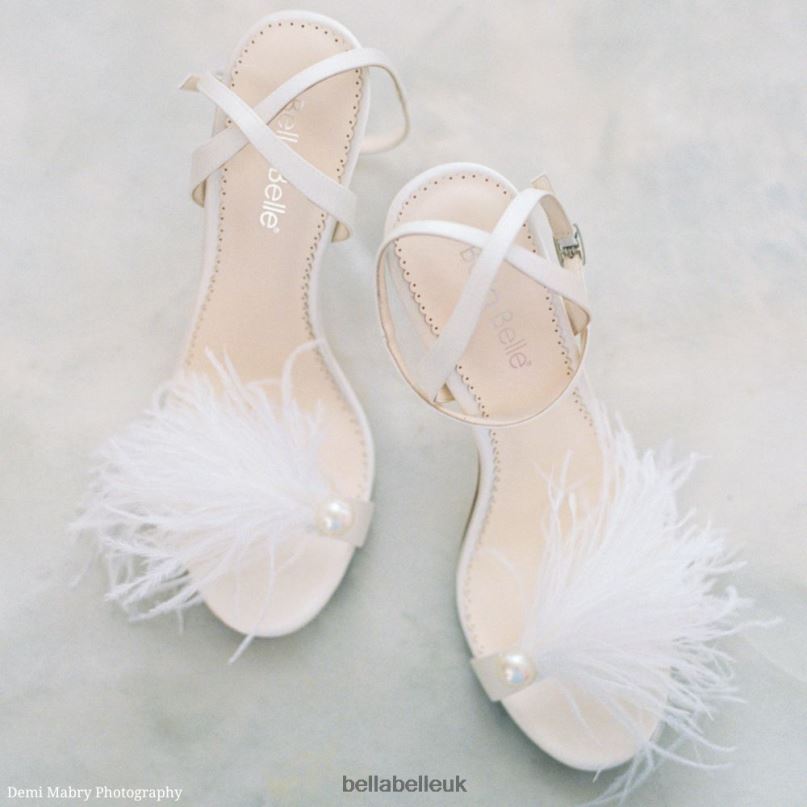 Bella Belle QUINN Double Ankle Strap Bridal Shoes with Feathers 26802112