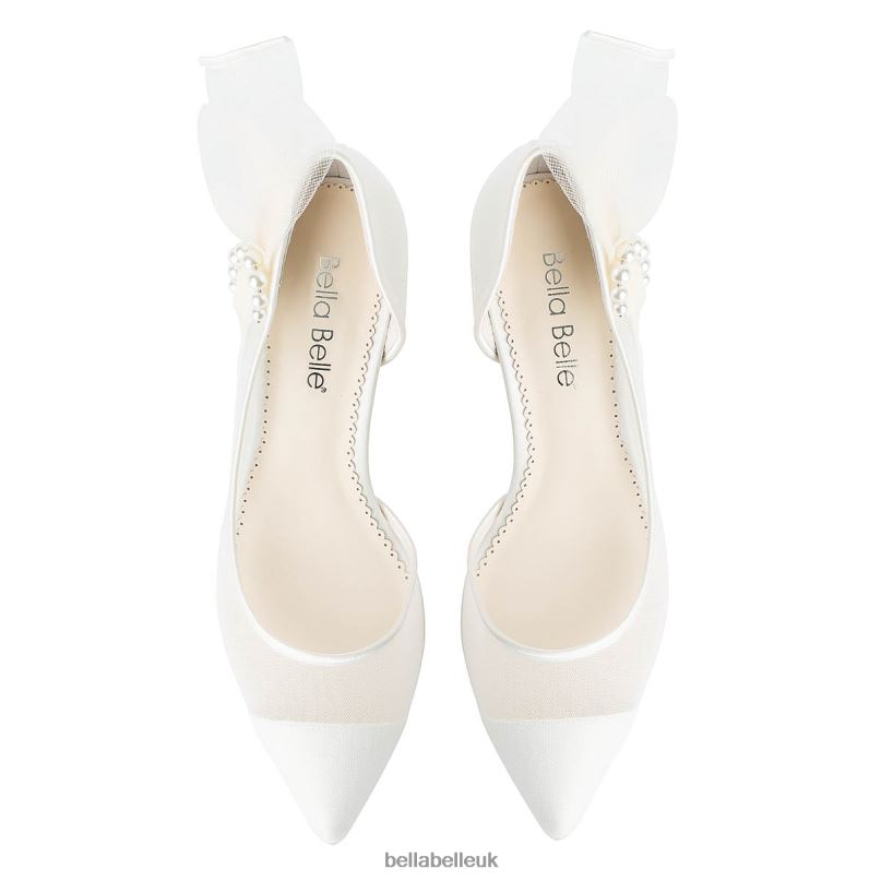 Bella Belle RAE Pearl Accent Closed Toe Ivory Kitten Heels 26802111