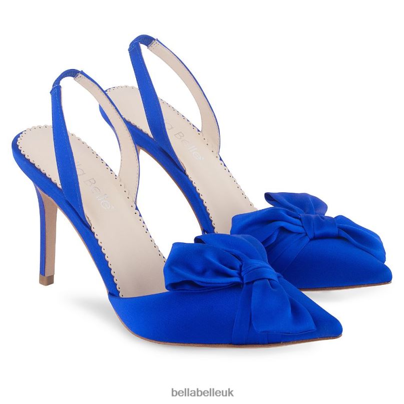 Bella Belle REESE BLUE Royal Blue Slingback Heels with Asymmetrical Bow 26802140
