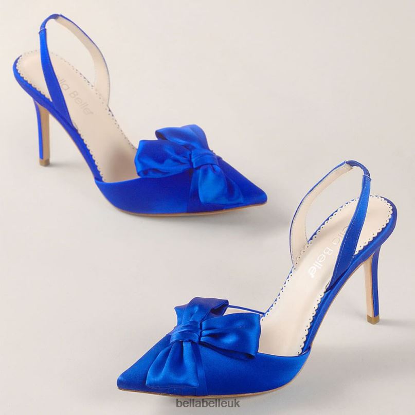 Bella Belle REESE BLUE Royal Blue Slingback Heels with Asymmetrical Bow 26802140