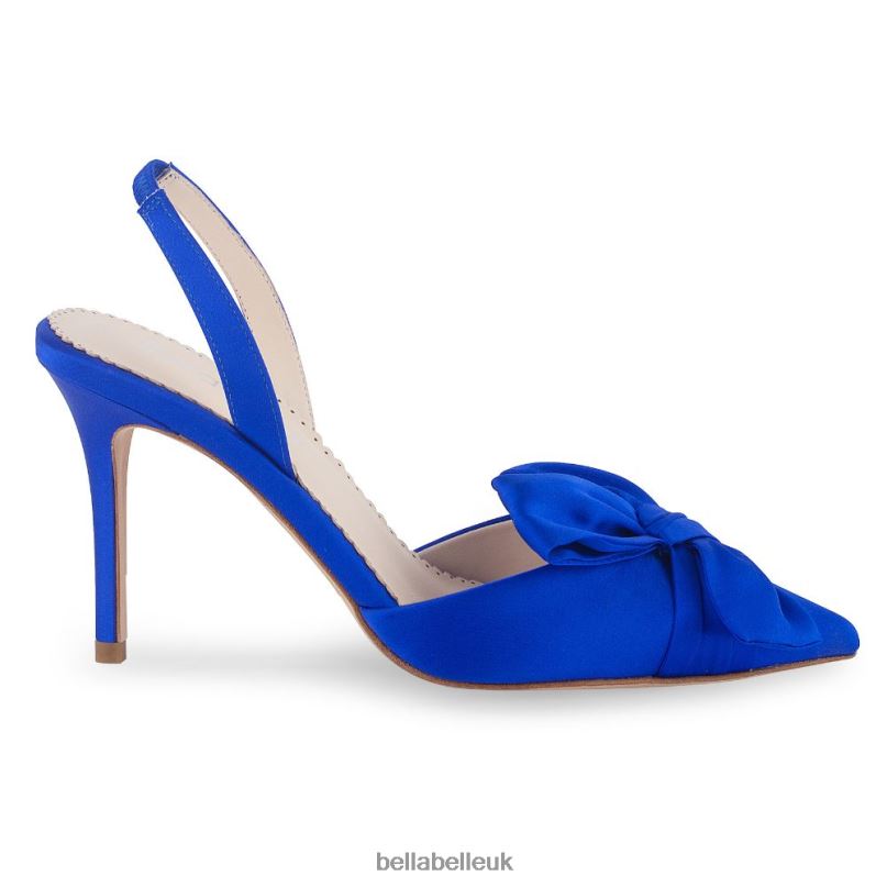 Bella Belle REESE BLUE Royal Blue Slingback Heels with Asymmetrical Bow 26802140