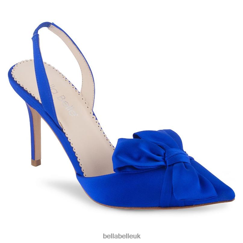Bella Belle REESE BLUE Royal Blue Slingback Heels with Asymmetrical Bow 26802140