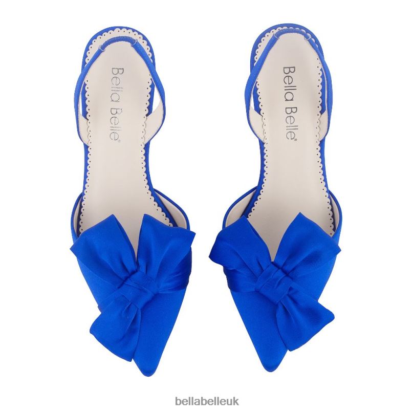 Bella Belle REESE BLUE Royal Blue Slingback Heels with Asymmetrical Bow 26802140