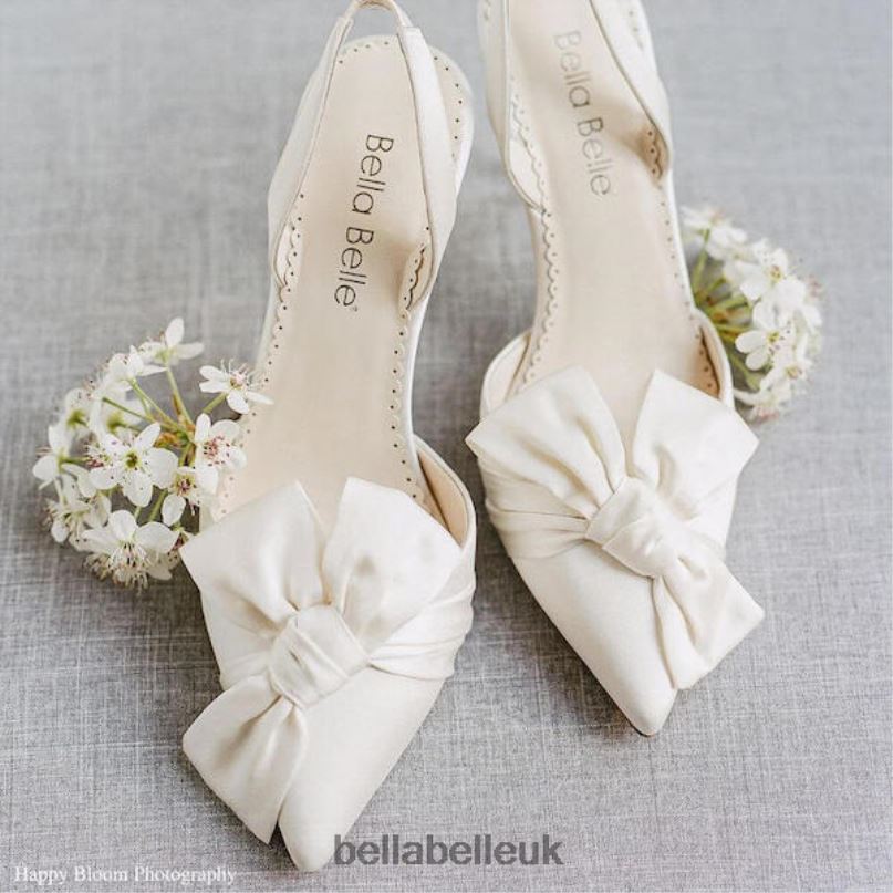 Bella Belle REESE Pointed Toe Wedding Slingback Heels with Bow 2680246