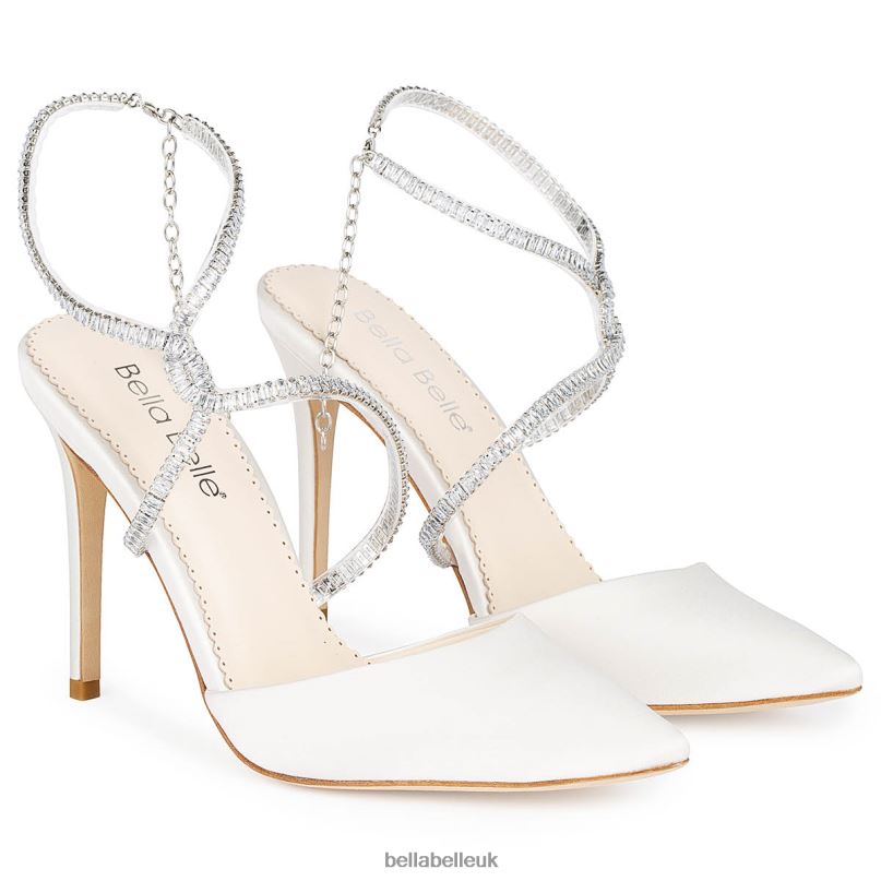 Bella Belle SIDNEY Ivory Crystal Strappy Heels 2680292