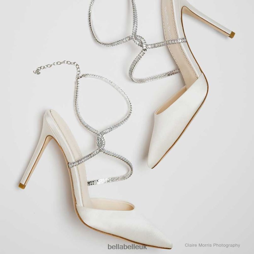 Bella Belle SIDNEY Ivory Crystal Strappy Heels 2680292