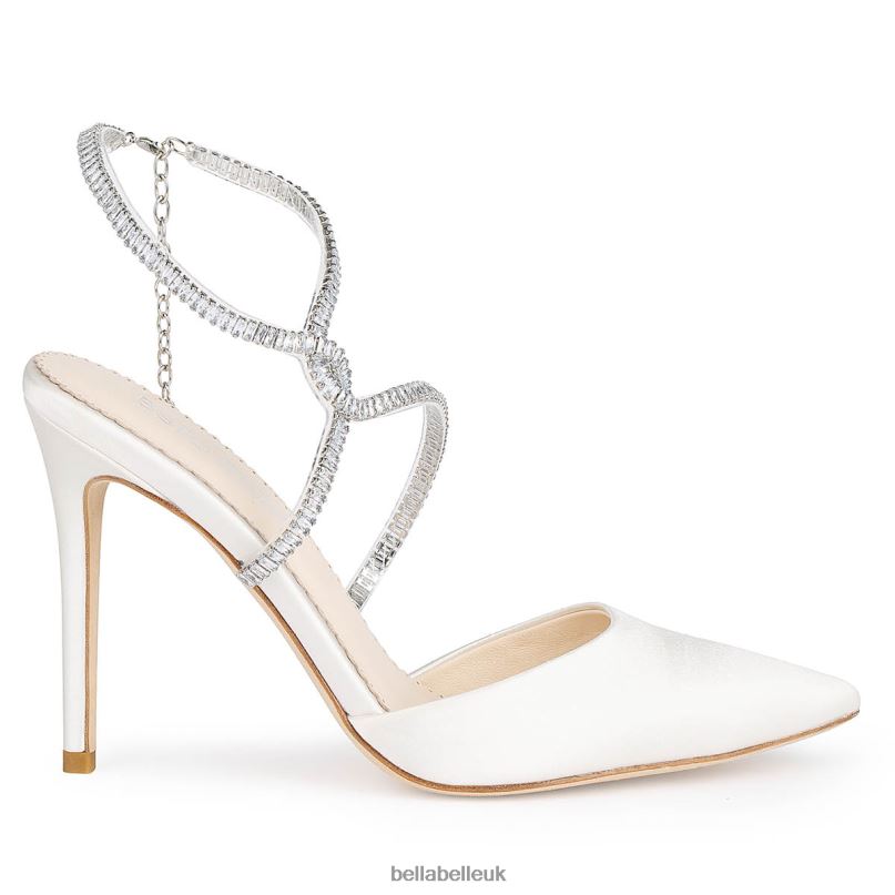 Bella Belle SIDNEY Ivory Crystal Strappy Heels 2680292