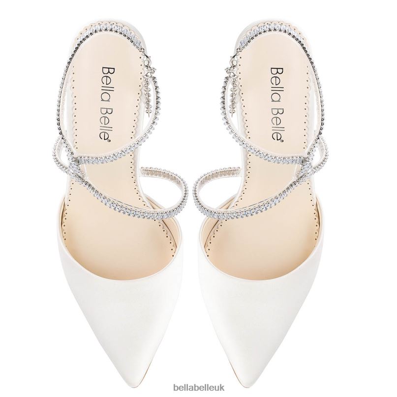 Bella Belle SIDNEY Ivory Crystal Strappy Heels 2680292
