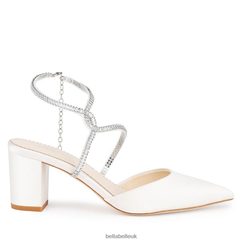 Bella Belle SKYLAR Kitten Block Shoe Crystal Ankle Strap Heels 2680289