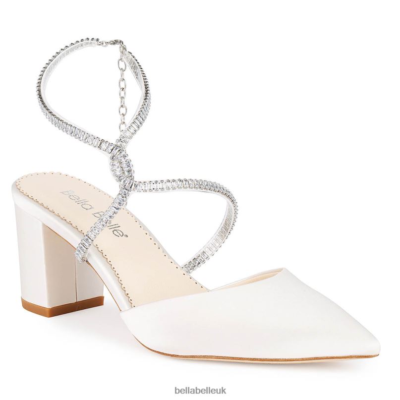 Bella Belle SKYLAR Kitten Block Shoe Crystal Ankle Strap Heels 2680289