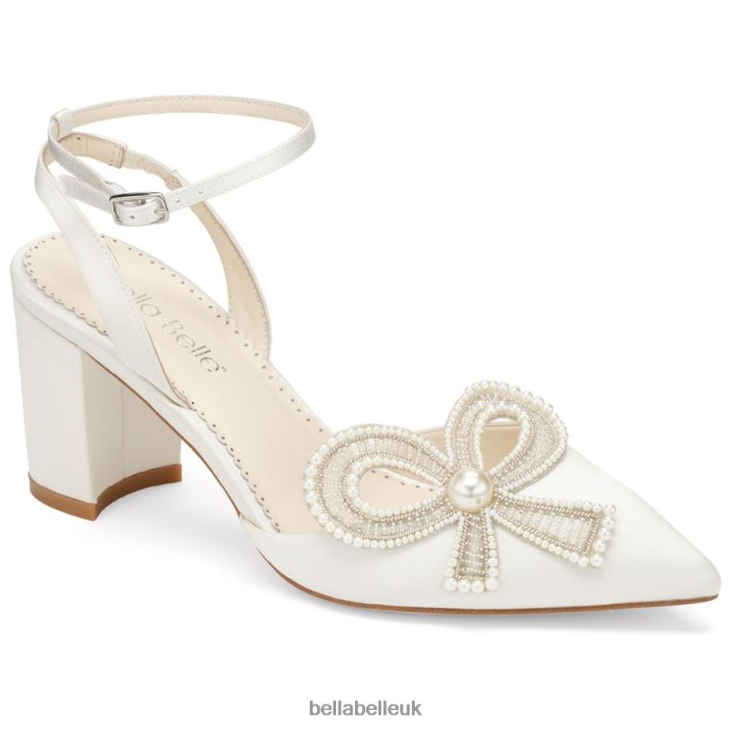 Bella Belle Slingback Block Heel Pearl Bow Shoes 2680263