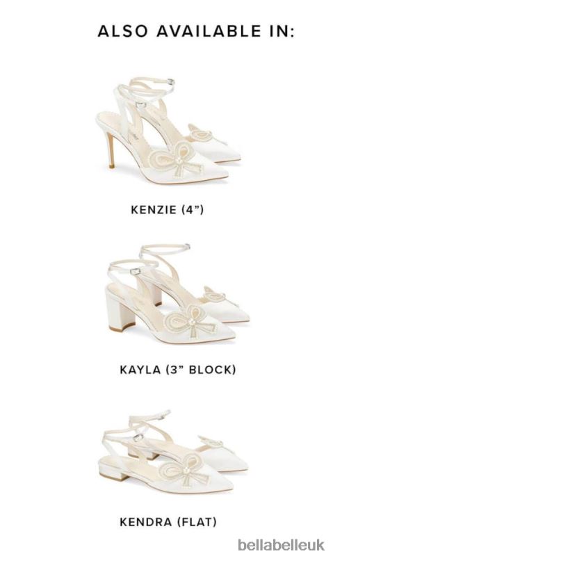 Bella Belle Slingback Block Heel Pearl Bow Shoes 2680263