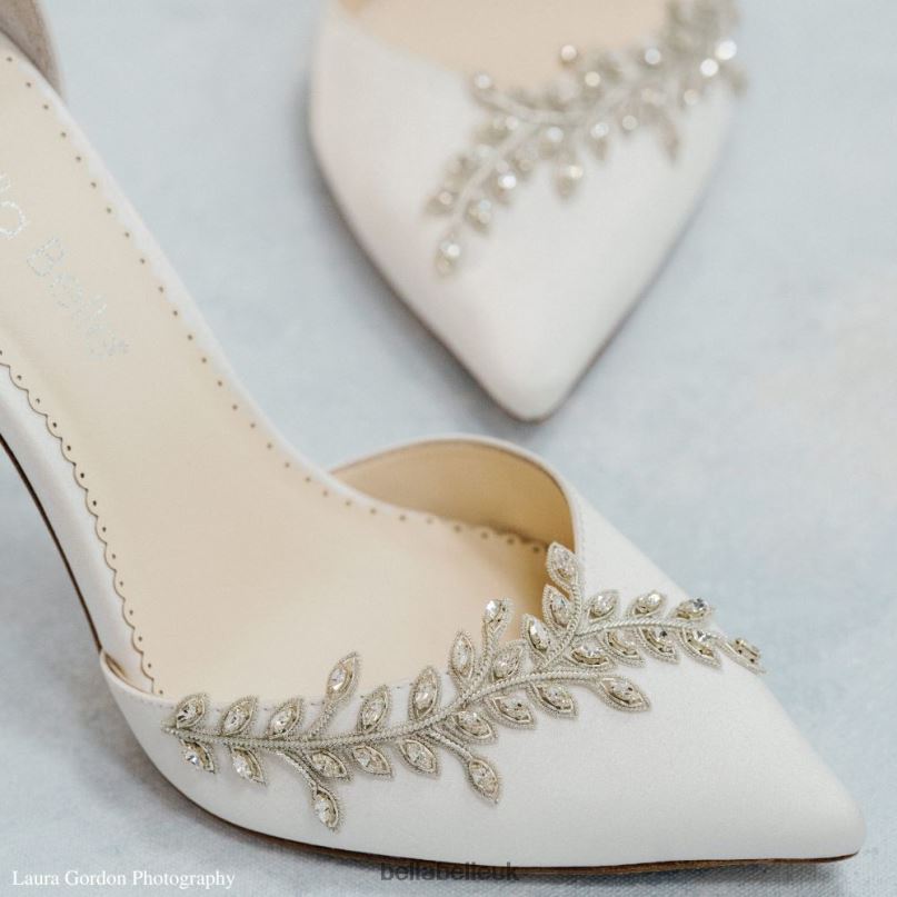 Bella Belle VICTORIA Ivory High Heel Silver Vine Rhinestone Wedding Shoes 2680278
