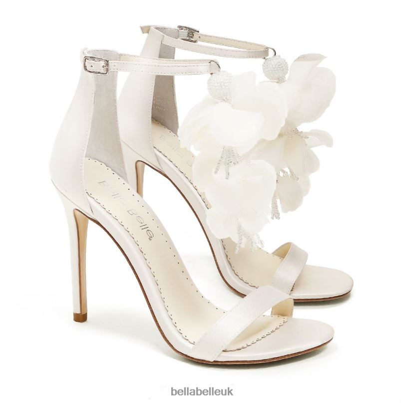 Bella Belle WISTERIA Chiffon Flower Drape Ankle Strap Open Toe Bridal Heels 2680298