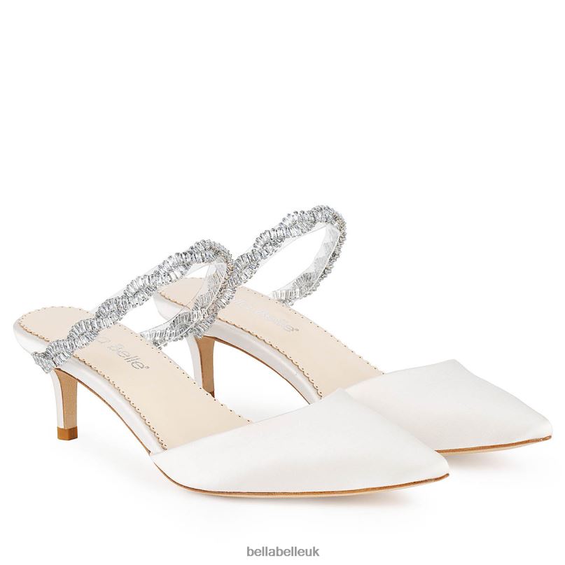 Bella Belle WREN Crystal Wedding Shoes Low Heel Bridal Mules 2680293