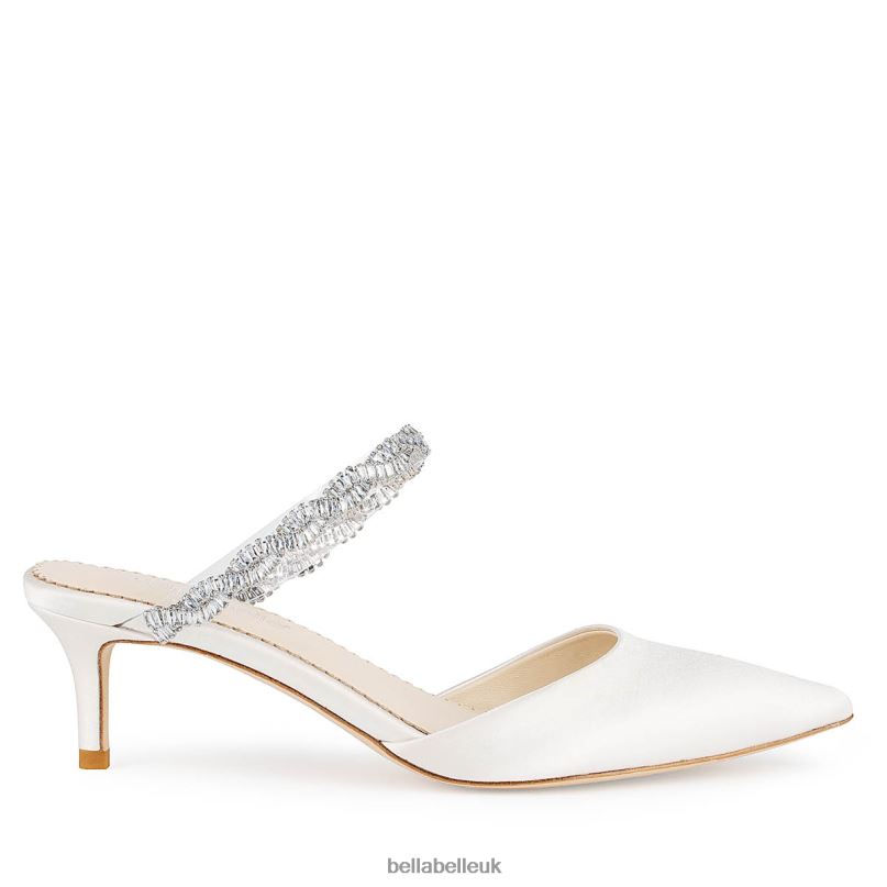 Bella Belle WREN Crystal Wedding Shoes Low Heel Bridal Mules 2680293