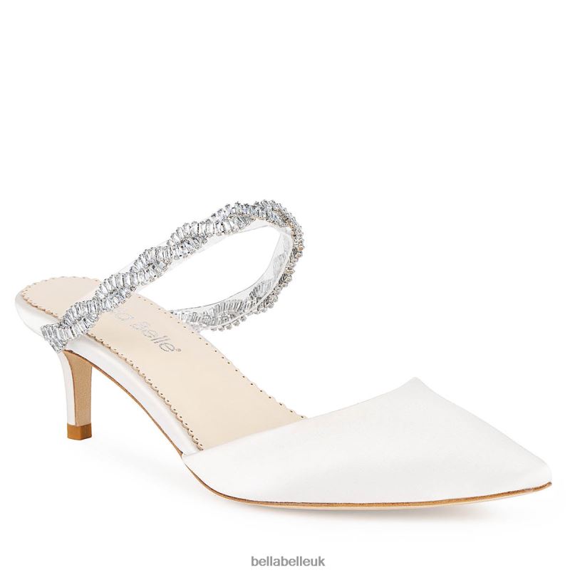 Bella Belle WREN Crystal Wedding Shoes Low Heel Bridal Mules 2680293