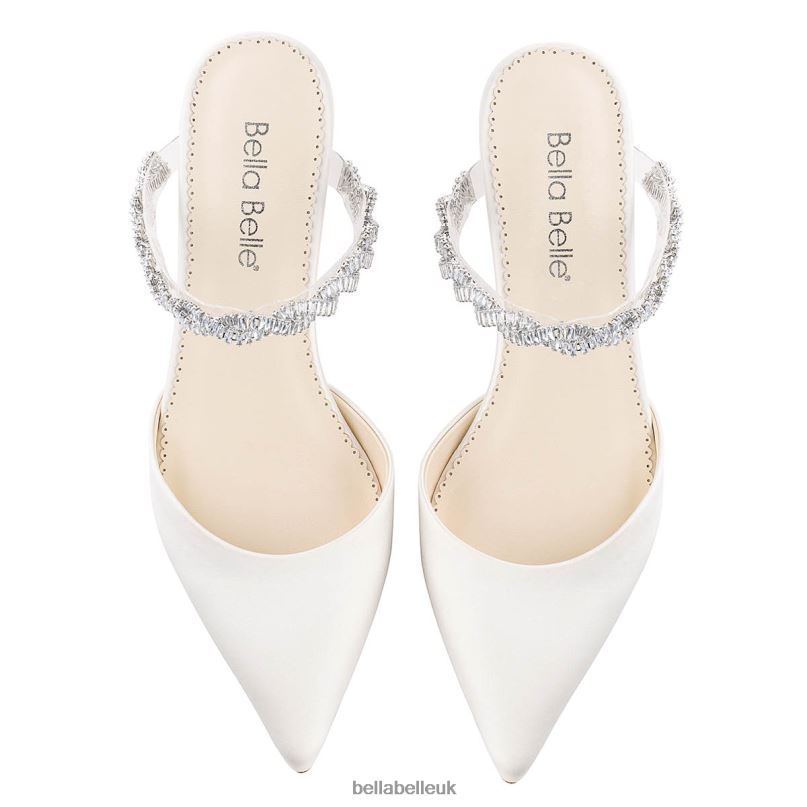 Bella Belle WREN Crystal Wedding Shoes Low Heel Bridal Mules 2680293