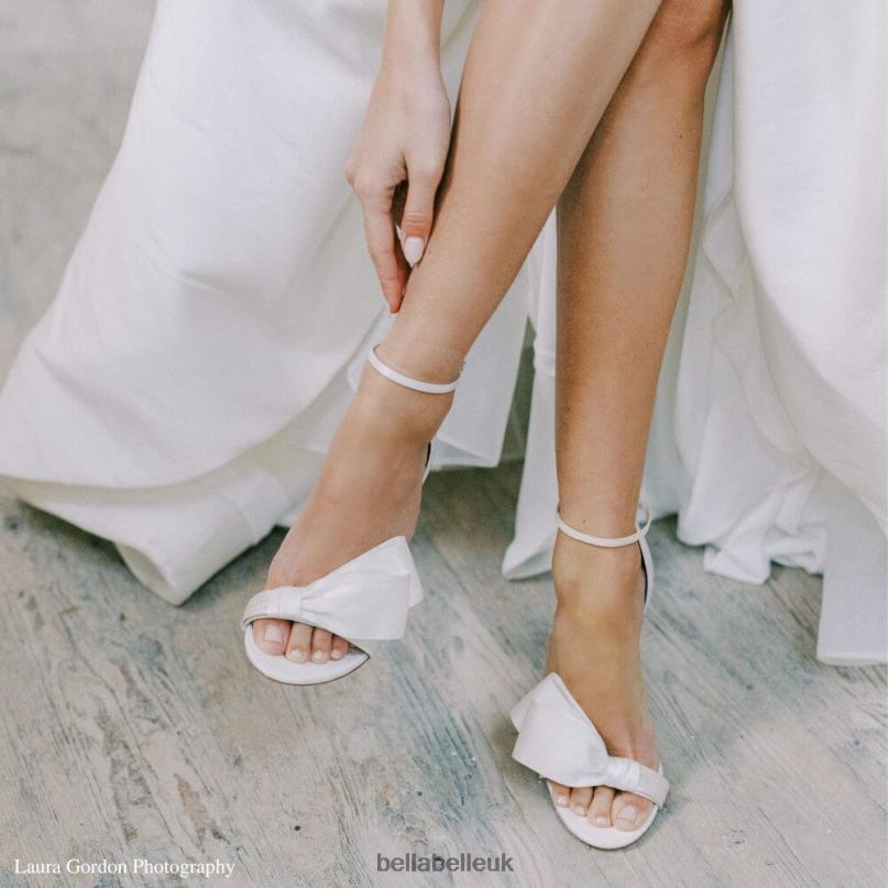 Bella Belle ZOEY Asymmetrical Open Toe Bow Wedding Heels 2680285