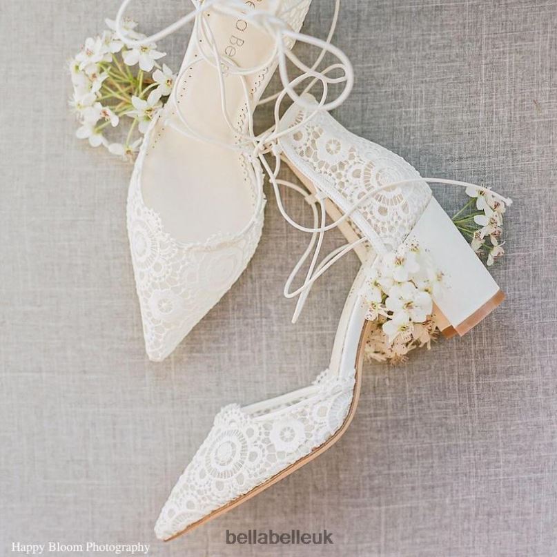 Bella Belle CASSIE Spanish Inspired Floral Lace, Lace Up Block Heels 2680225