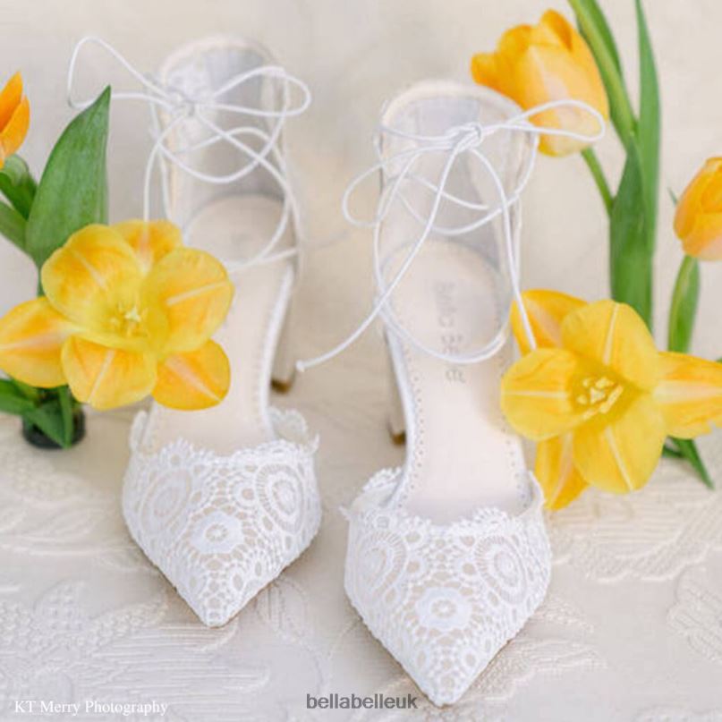 Bella Belle CASSIE Spanish Inspired Floral Lace, Lace Up Block Heels 2680225