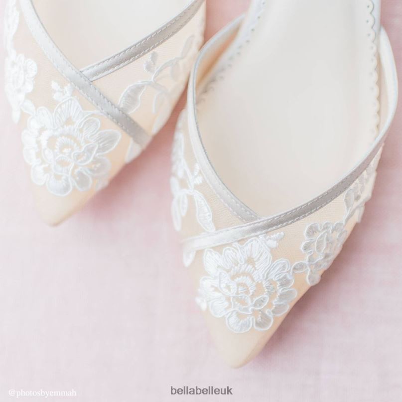 Bella Belle CELIA Lace Nude D'orsay Flats For Weddings 2680215