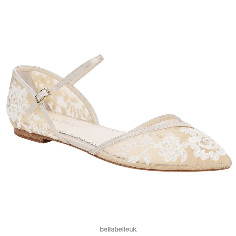 Bella Belle CELIA Lace Nude D'orsay Flats For Weddings 2680215