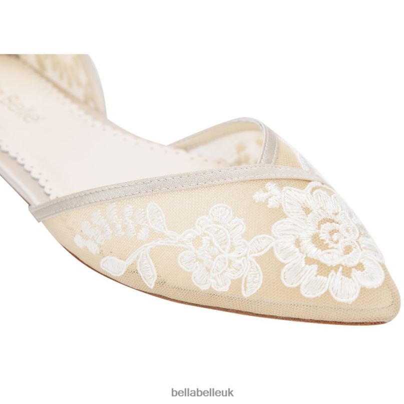 Bella Belle CELIA Lace Nude D'orsay Flats For Weddings 2680215