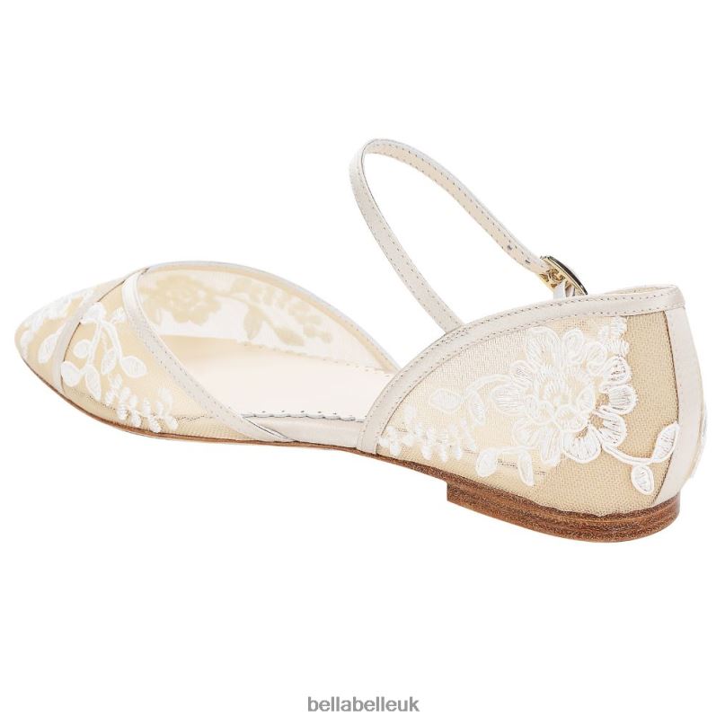 Bella Belle CELIA Lace Nude D'orsay Flats For Weddings 2680215