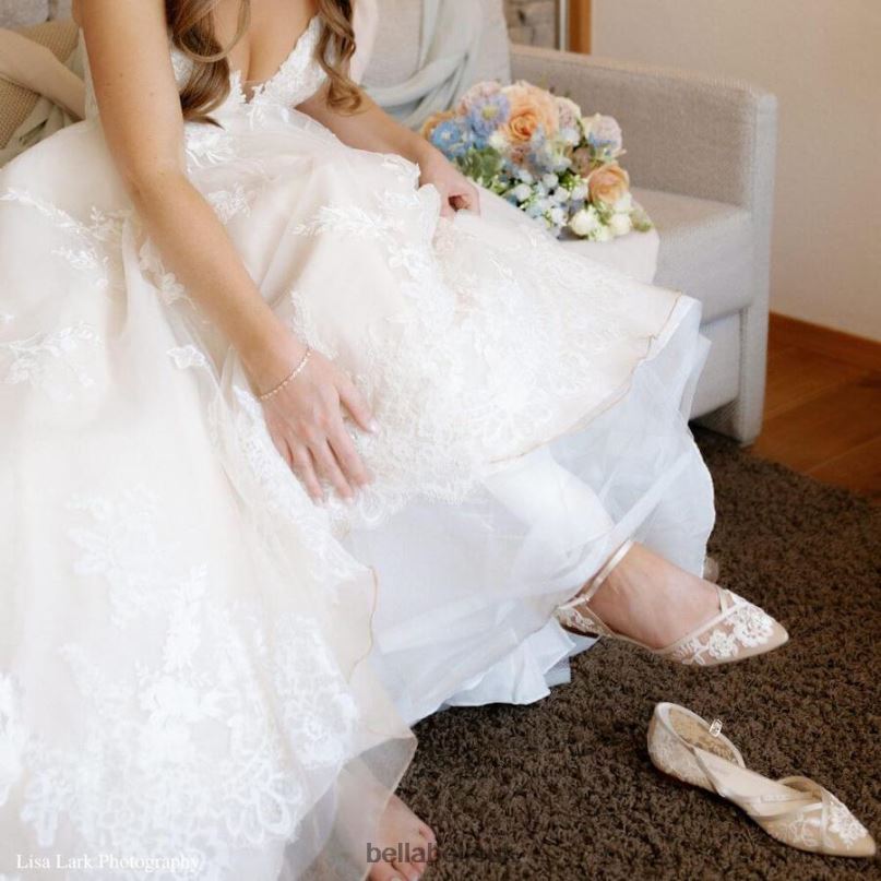Bella Belle CELIA Lace Nude D'orsay Flats For Weddings 2680215