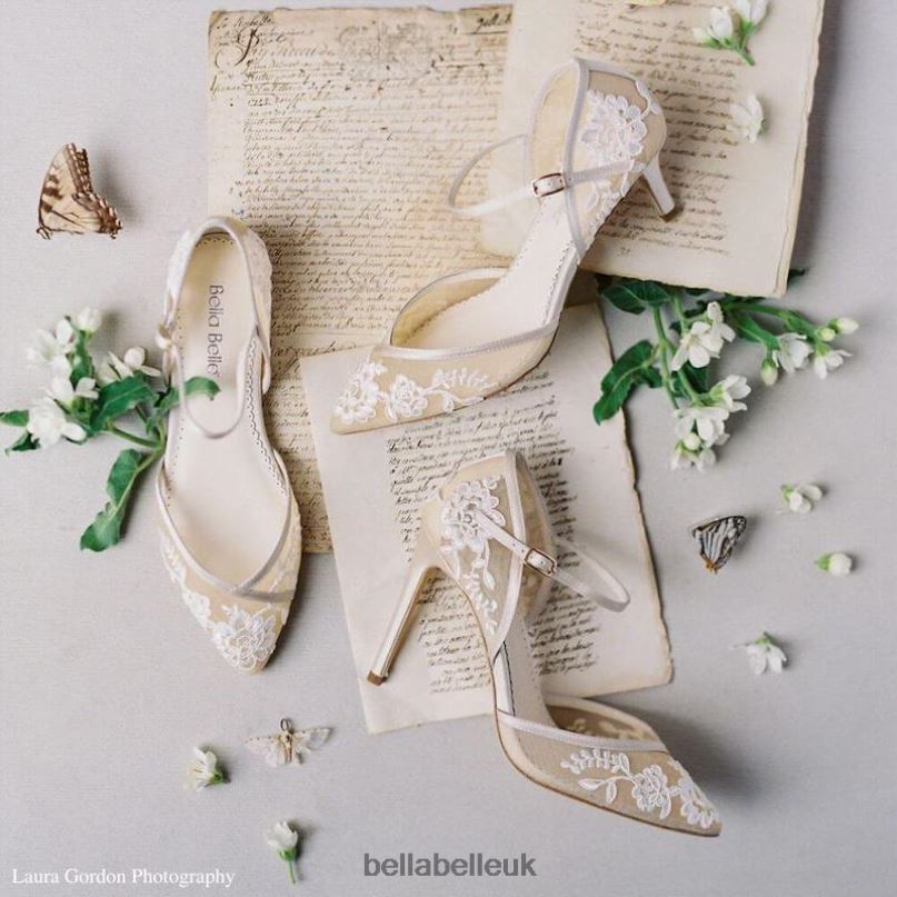 Bella Belle CELIA Lace Nude D'orsay Flats For Weddings 2680215