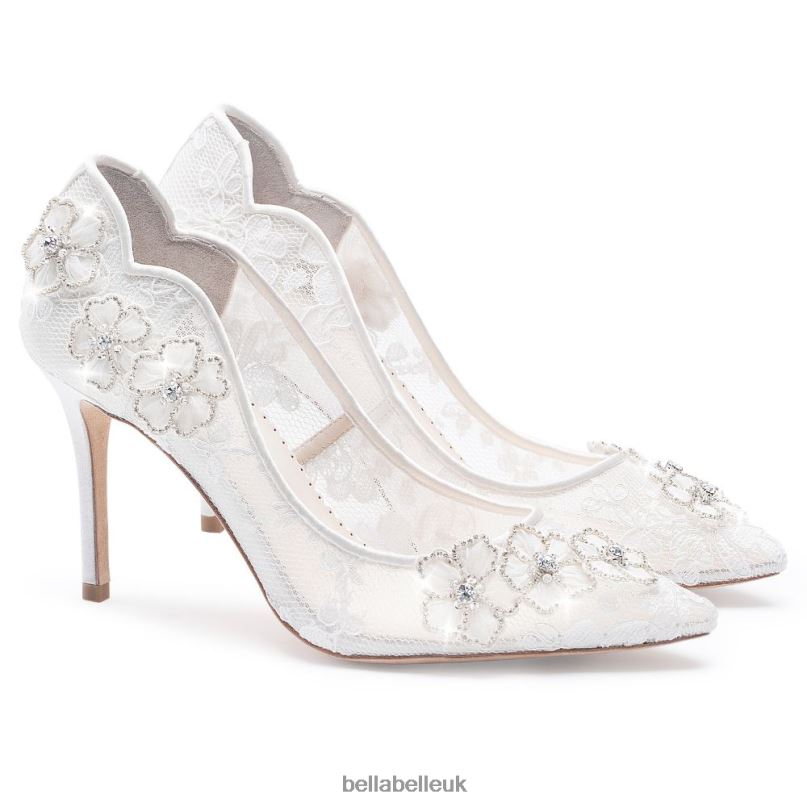 Bella Belle Crystal Embroidered Lace Flower Heels 2680228