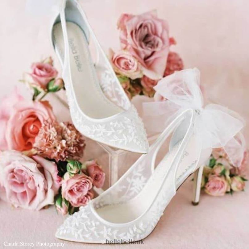 Bella Belle EDNA Beaded Illusion Mesh Lace High Heels 268026