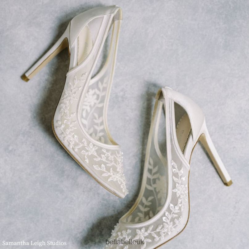 Bella Belle EDNA Beaded Illusion Mesh Lace High Heels 268026