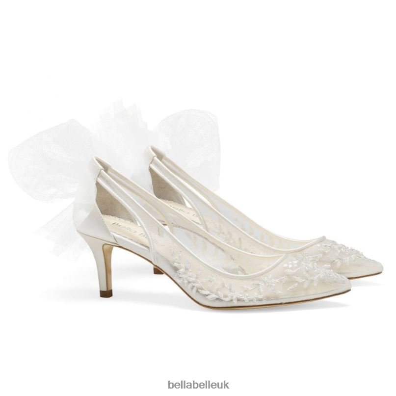 Bella Belle ESTHER Illusion Mesh Lace Beaded Kitten Heels 268024