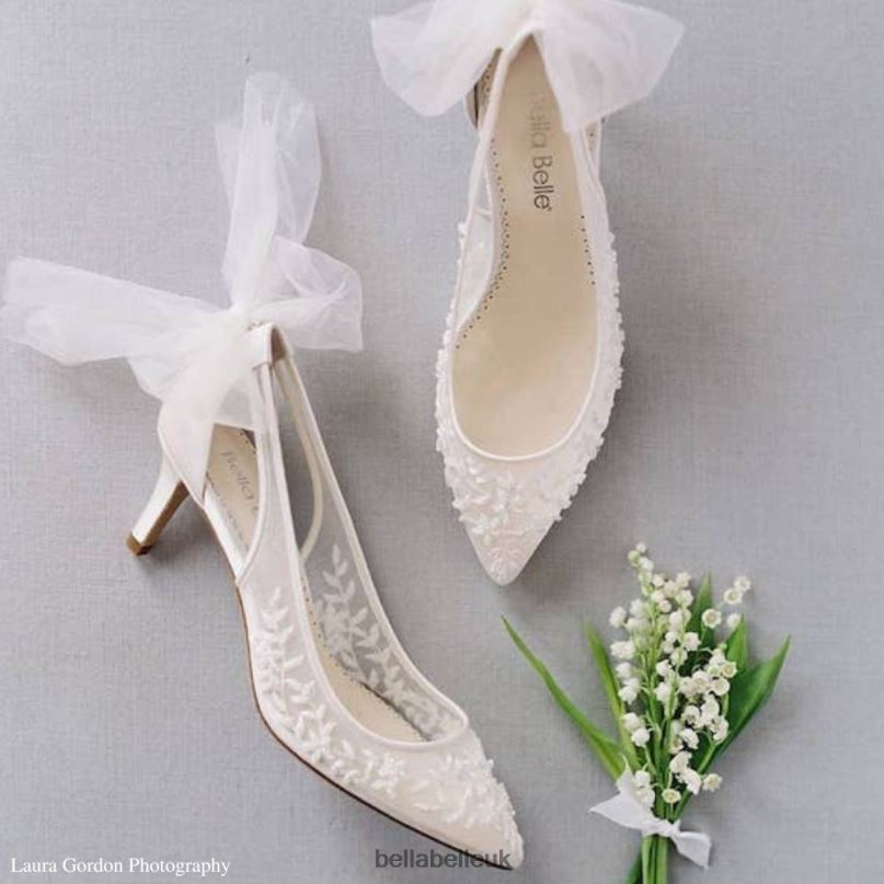 Bella Belle ESTHER Illusion Mesh Lace Beaded Kitten Heels 268024