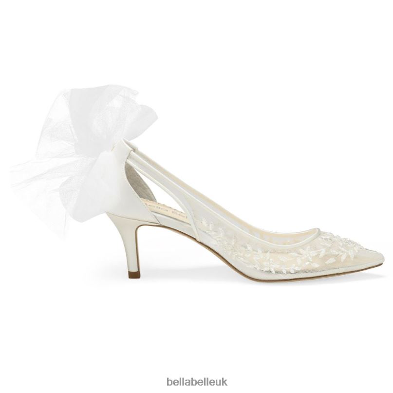 Bella Belle ESTHER Illusion Mesh Lace Beaded Kitten Heels 268024