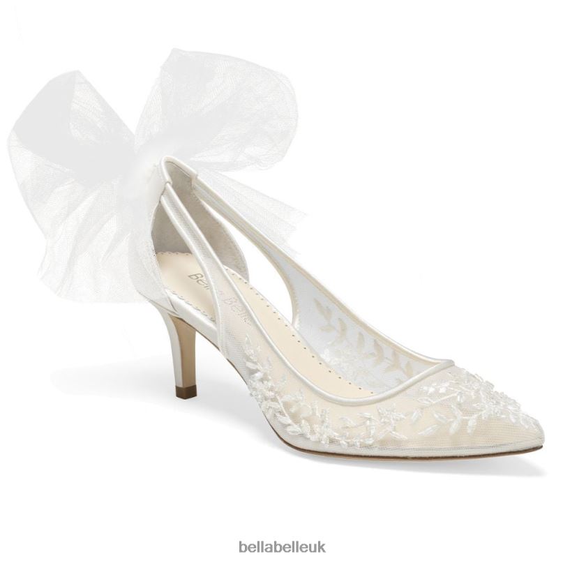 Bella Belle ESTHER Illusion Mesh Lace Beaded Kitten Heels 268024