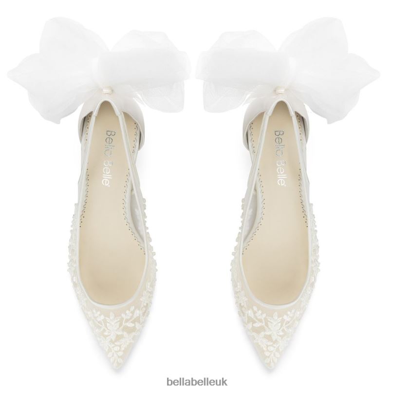 Bella Belle ESTHER Illusion Mesh Lace Beaded Kitten Heels 268024