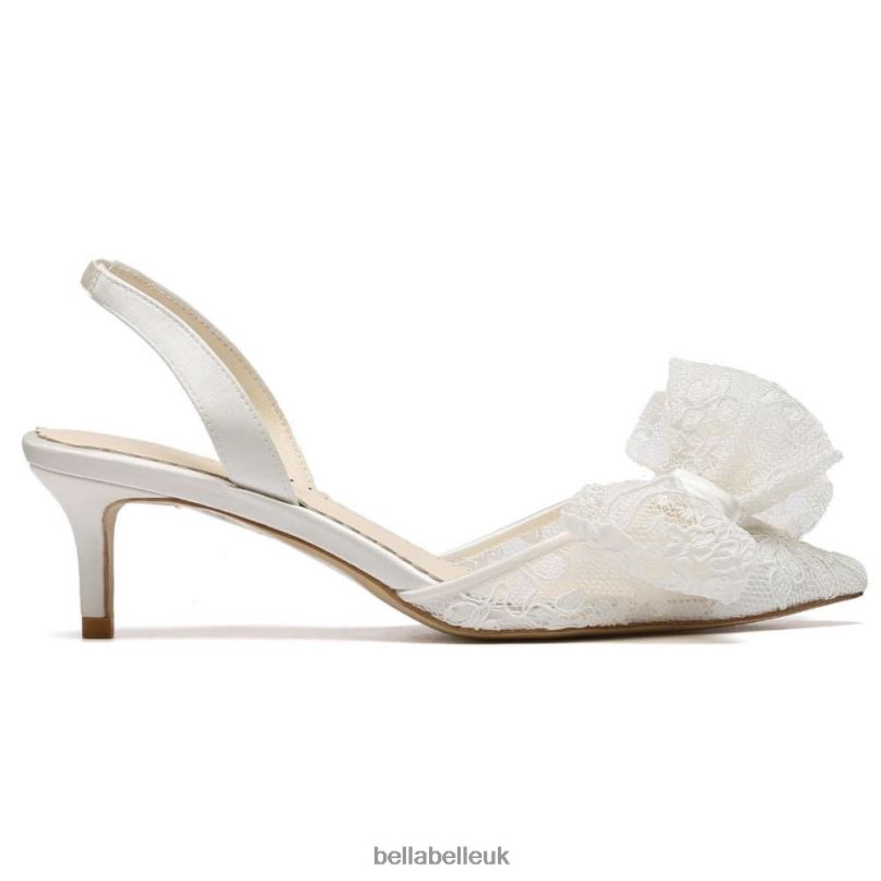 Bella Belle FELICITY Lace Bow Slingback Kitten Heel 2680235