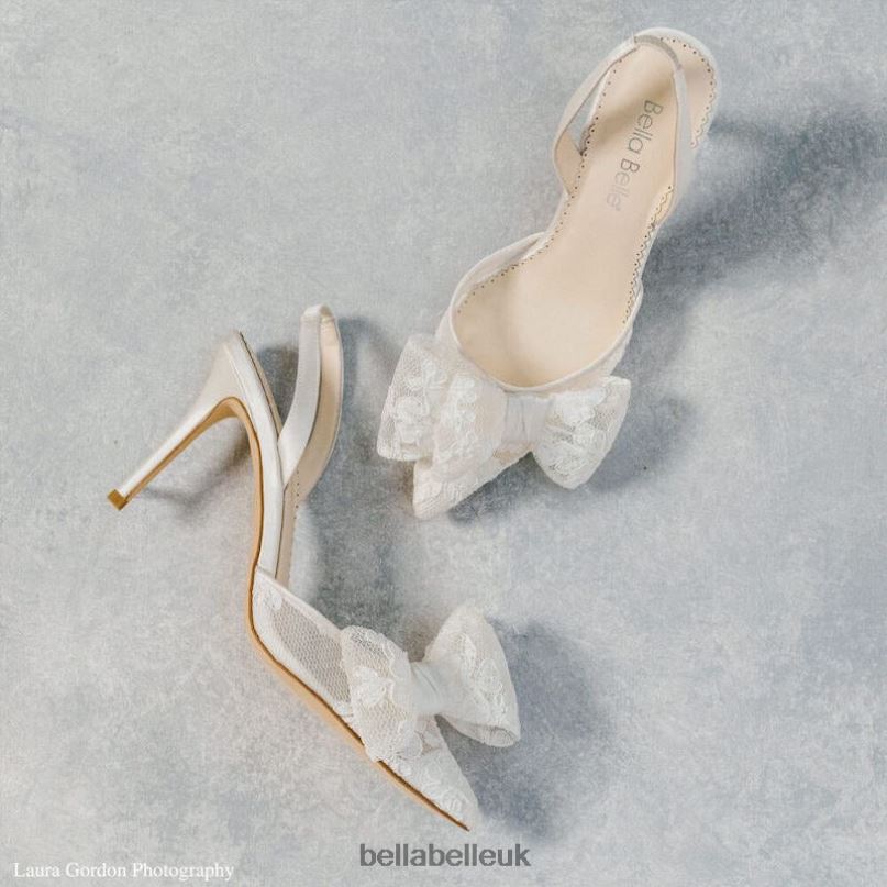 Bella Belle FRANCESCA Lace Slingback Wedding Shoes with Bow 2680231